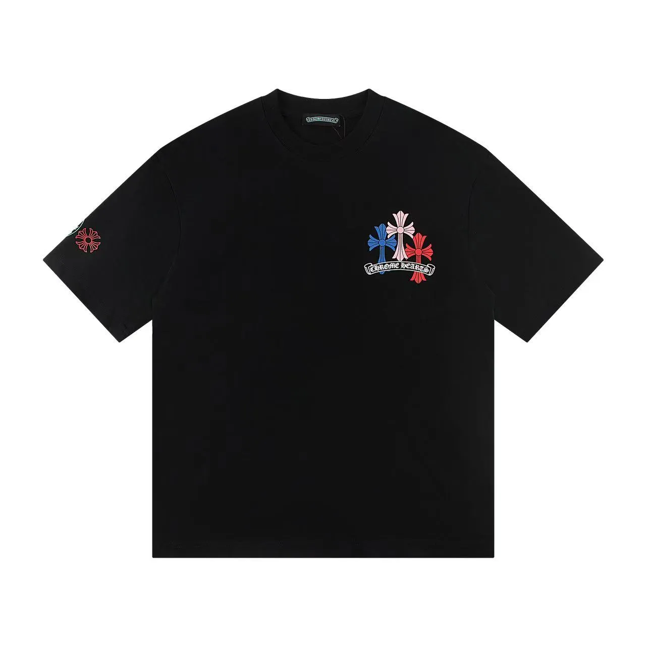 🅿️160 Style: 2025 new Croix Heart short-sleeved T-shirt Material: High version 300g double yarn combed cotton Size: S～XL Color: Black Style number: Z005